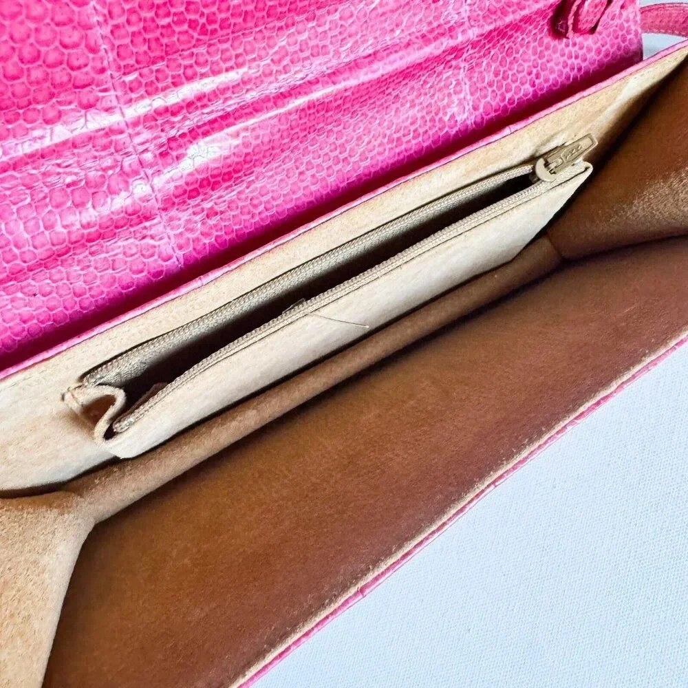 Vintage Barbie Pink Texyured Leather Convertible Shoulder Clucth